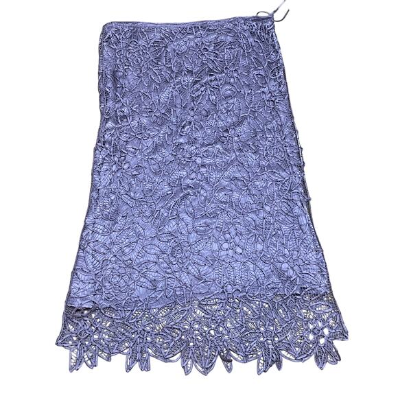Silken Poetry Purple Lavender Silk Beaded fairy whimsy Floral Lace Skirt Size L - Picture 1 of 4